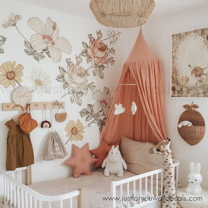 Flower Wall Decals Floral Wall Decals Nursery Wall Decal Etsy