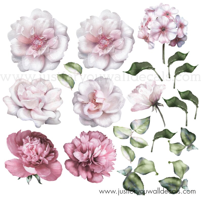Flower Wall Decal Watercolor Wall Decals Flower Wall Stickers Watercolor Flower Wall Decal Floral Wall Decal MINI FLOWER SET 04-0017