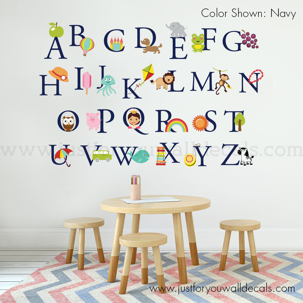 Alphabet Wall Decals Playroom Wall Decal Nursery Wall Decal Etsy