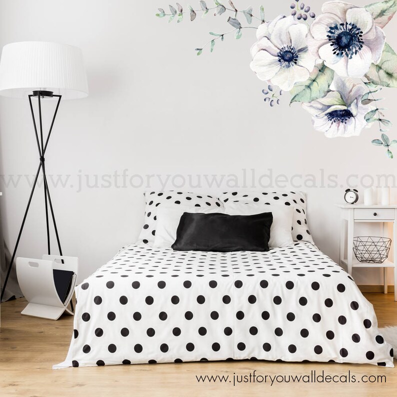 Flower Wall Decal Floral Wall Decal Watercolor Wall Decals Etsy