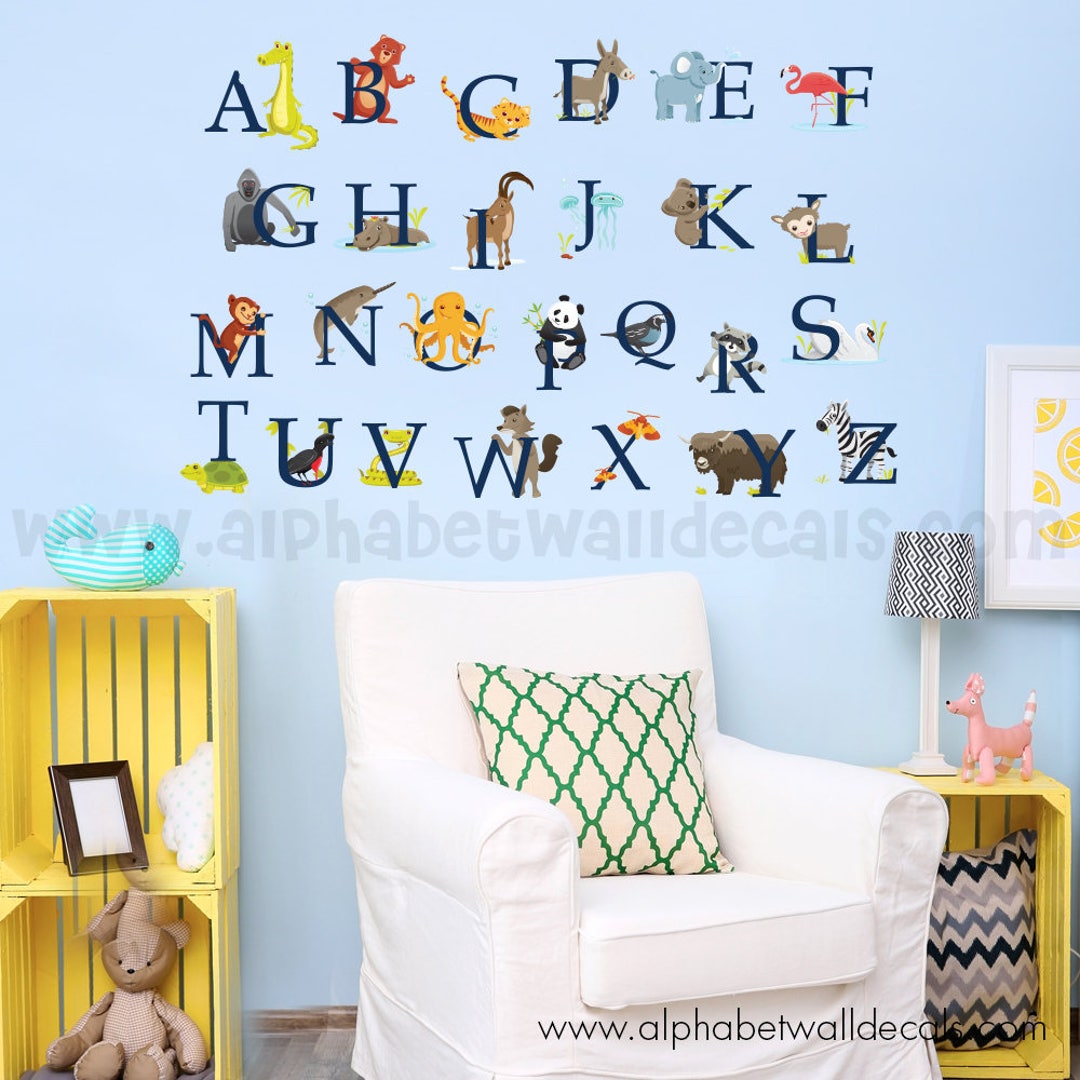 Alphabet Wall Decal, Nursery Wall Decal, Wall Decal, Playroom Wall Decal,  Nursery Wall Art, Nursery Wall Decals, Animal Wall Decals 01-0018 