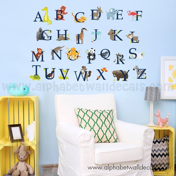 Alphabet Wall Decal, Nursery Wall Decal, Wall Decal, Playroom Wall