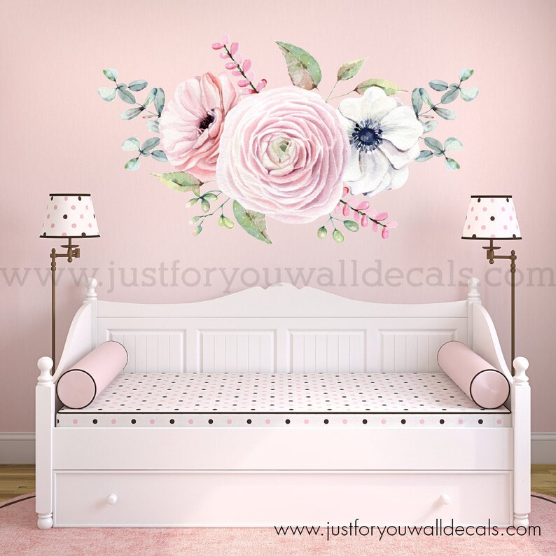 Flower Wall Decal Floral Wall Decal Watercolor Wall Decals Etsy
