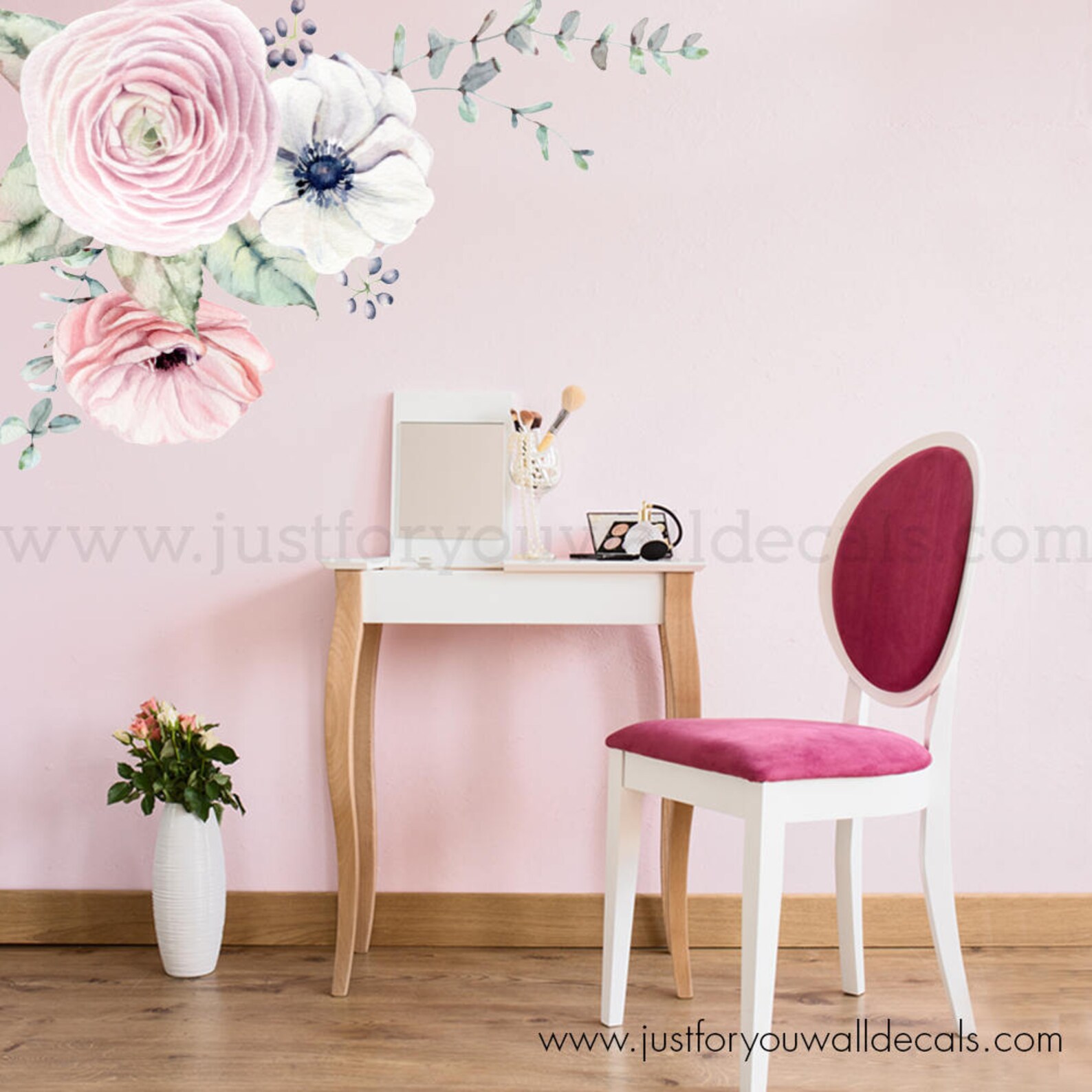 Flower Wall Decal Floral Wall Decal Watercolor Wall Decals Etsy