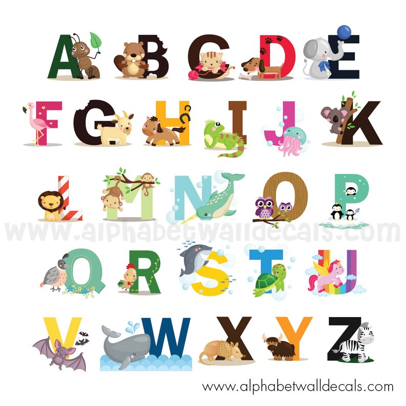 Alphabet Wall Decal Nursery Wall Decal Alphabet Wall Decal - Etsy