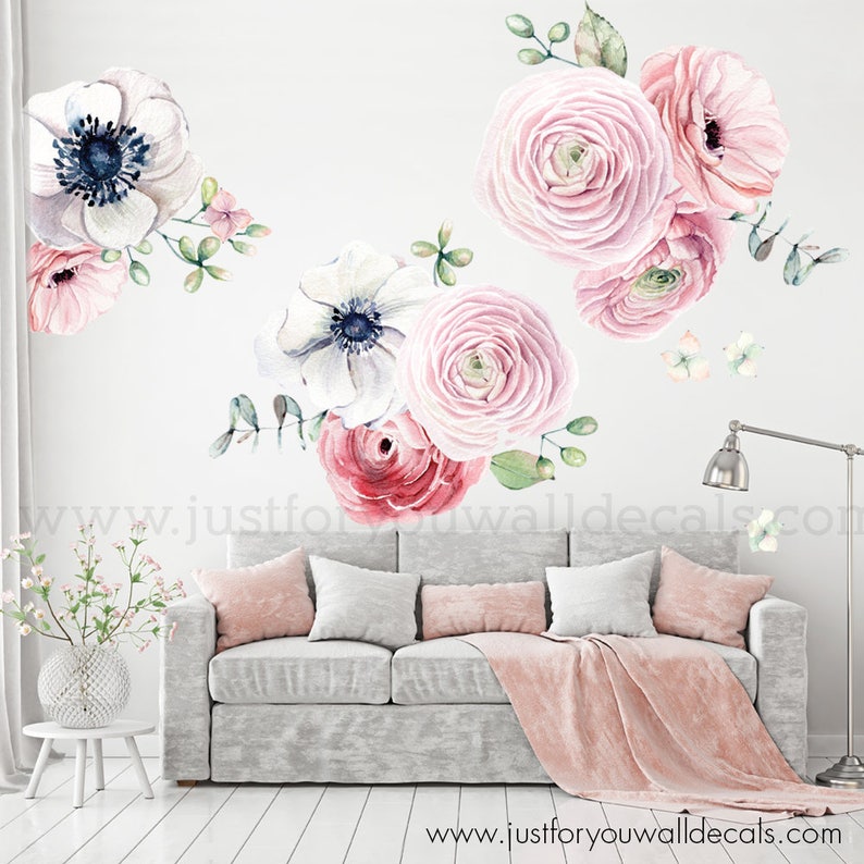 LARGE FLOWER SET Flower Wall Decal Floral Wall Decal Etsy
