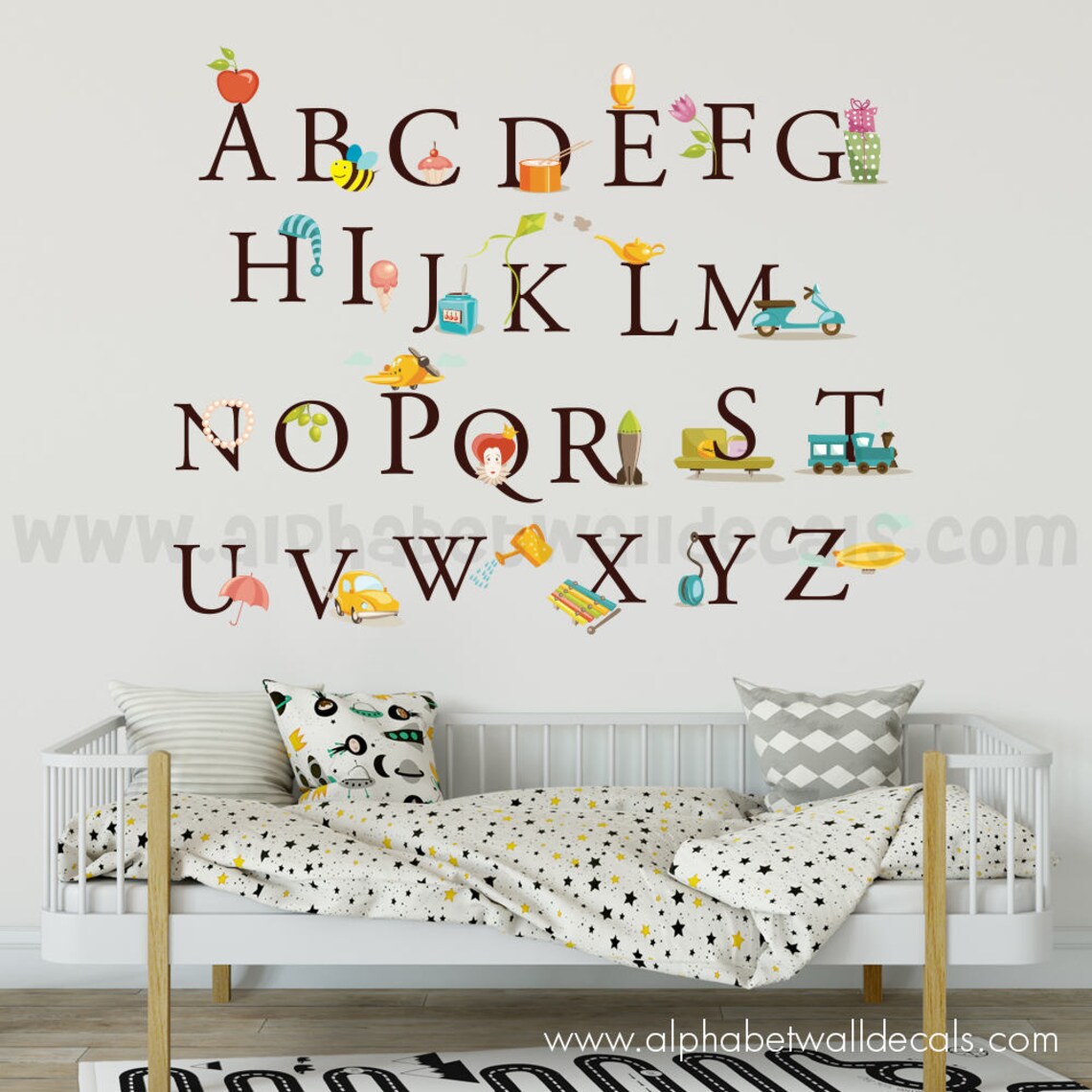 Alphabet Wall Decal Nursery Wall Decal Wall Decal Playroom Etsy