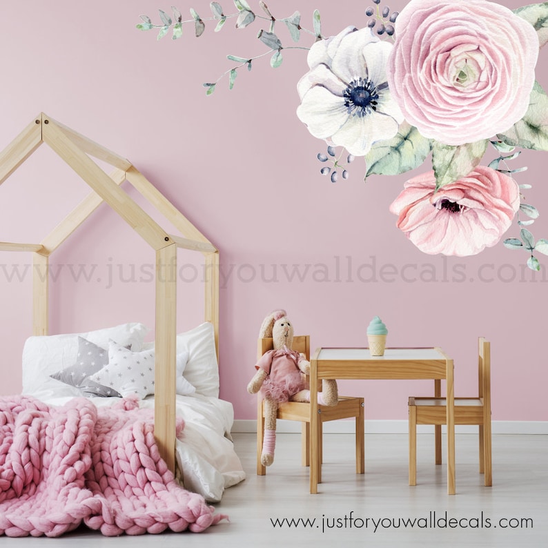 Flower Wall Decal Floral Wall Decal Nursery Wall Decal Etsy