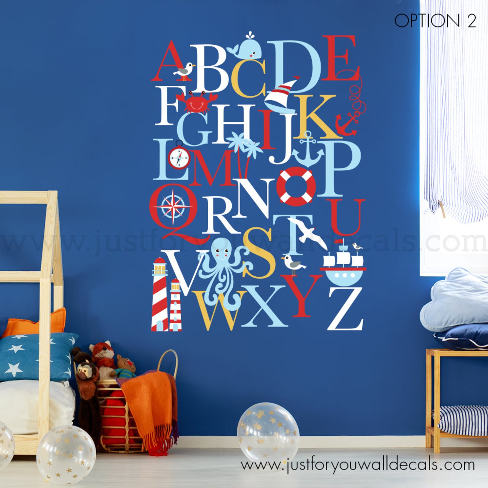 Alphabet Wall Decal Alphabet Decal Nautical Nursery Wall Etsy