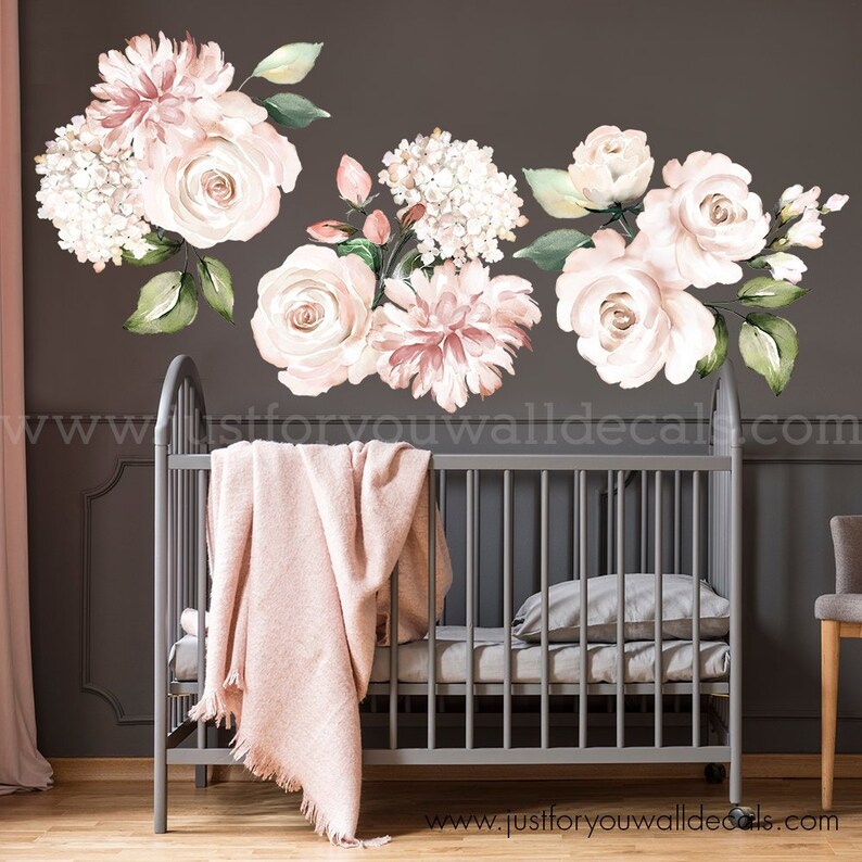 LARGE FLOWER SET Flower Wall Decal Floral Wall Decal Etsy