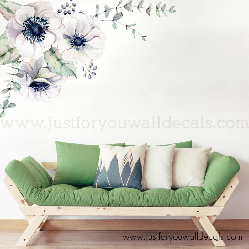 Flower Wall Decal Floral Wall Decal Watercolor Wall Decals Etsy