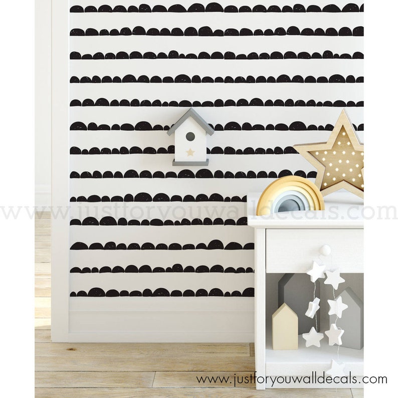 Black and White Wallpaper Boy Nursery Wallpaper Geometric Etsy