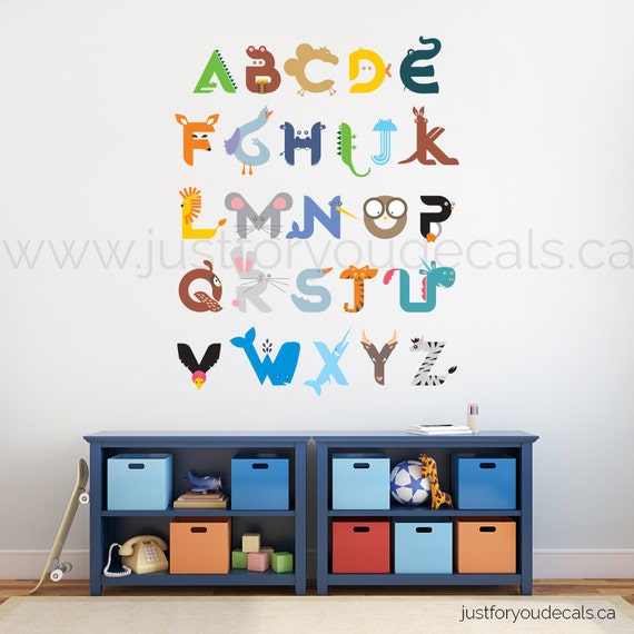 Alphabet Wall Decal, Nursery Wall Decal, Wall Decal, Playroom Wall Decal,  Nursery Wall Art, Nursery Wall Decals, Alphabet Wall Art 01-0007 