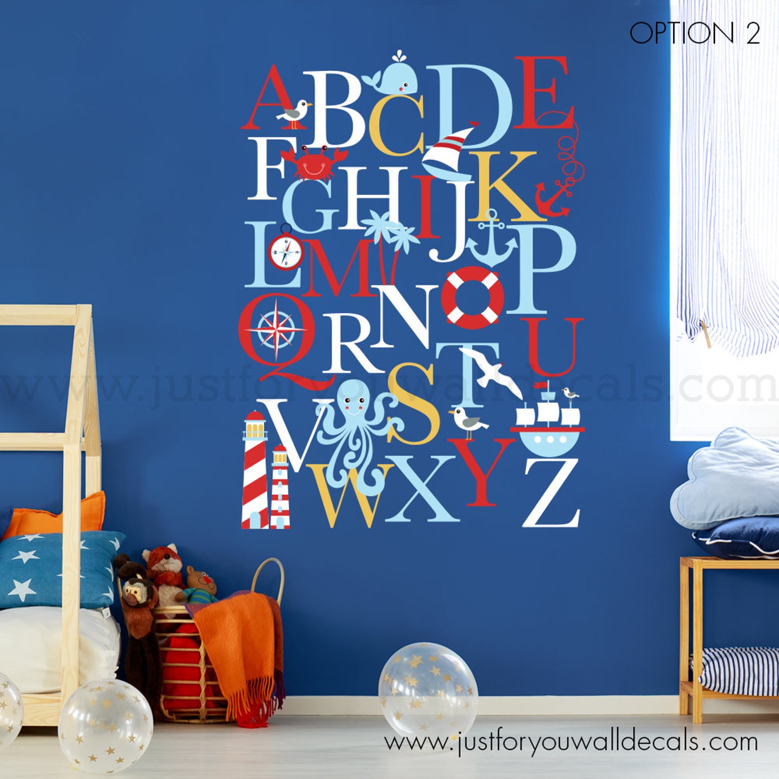 Alphabet Wall Decal Alphabet Decal Nautical Nursery Wall Etsy
