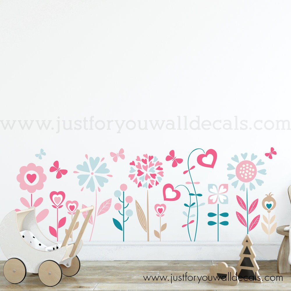 Flower Wall Decals Girls Room Wall Decal Teen Girl Room Etsy
