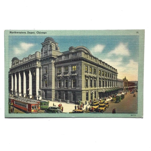 Chicago, Northwestern Depot, Chicago, Vintage Post Card,Tichnor Brothers Post Card