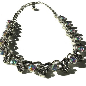 Vintage Rhinestone and Rhodium Silver Choker Necklace