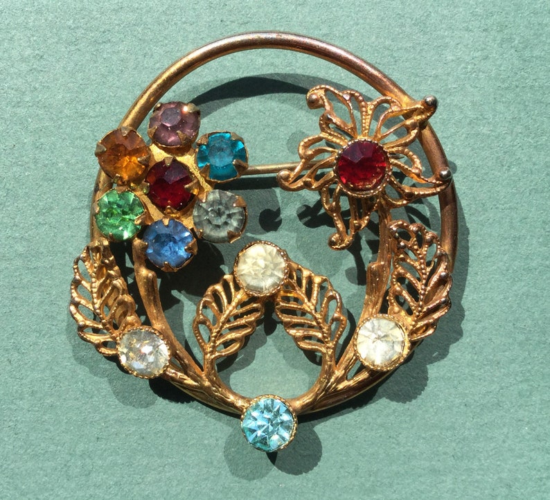 Birthstone Brooch Vintage Art Deco Style Brooch