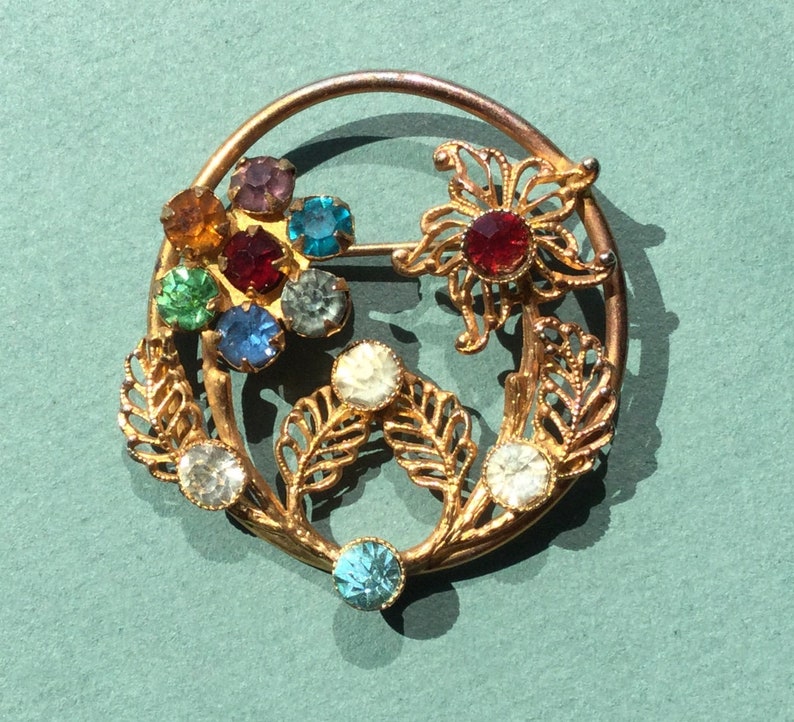 Birthstone Brooch Vintage Art Deco Style Brooch