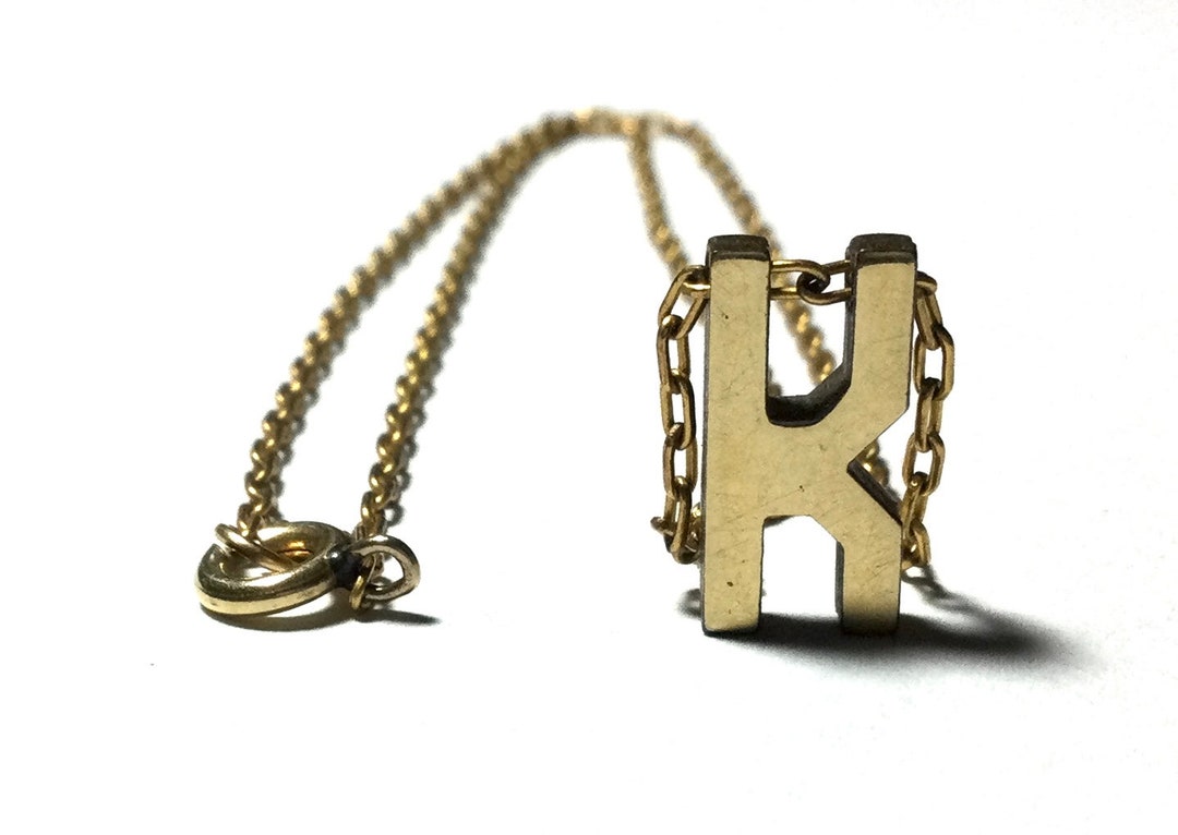 Vintage 12K Gold Filled Letter K Necklace, Vintage Initial Necklace