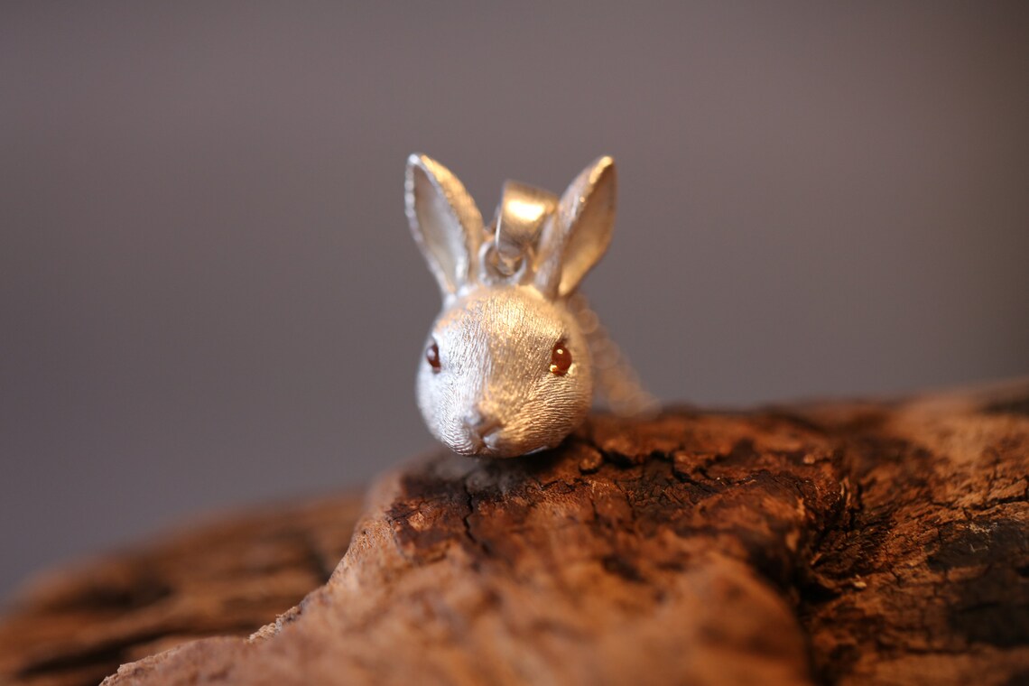 Sterling Silver 3D Rabbit Pendant Necklace With Chain, Custom Necklace ...