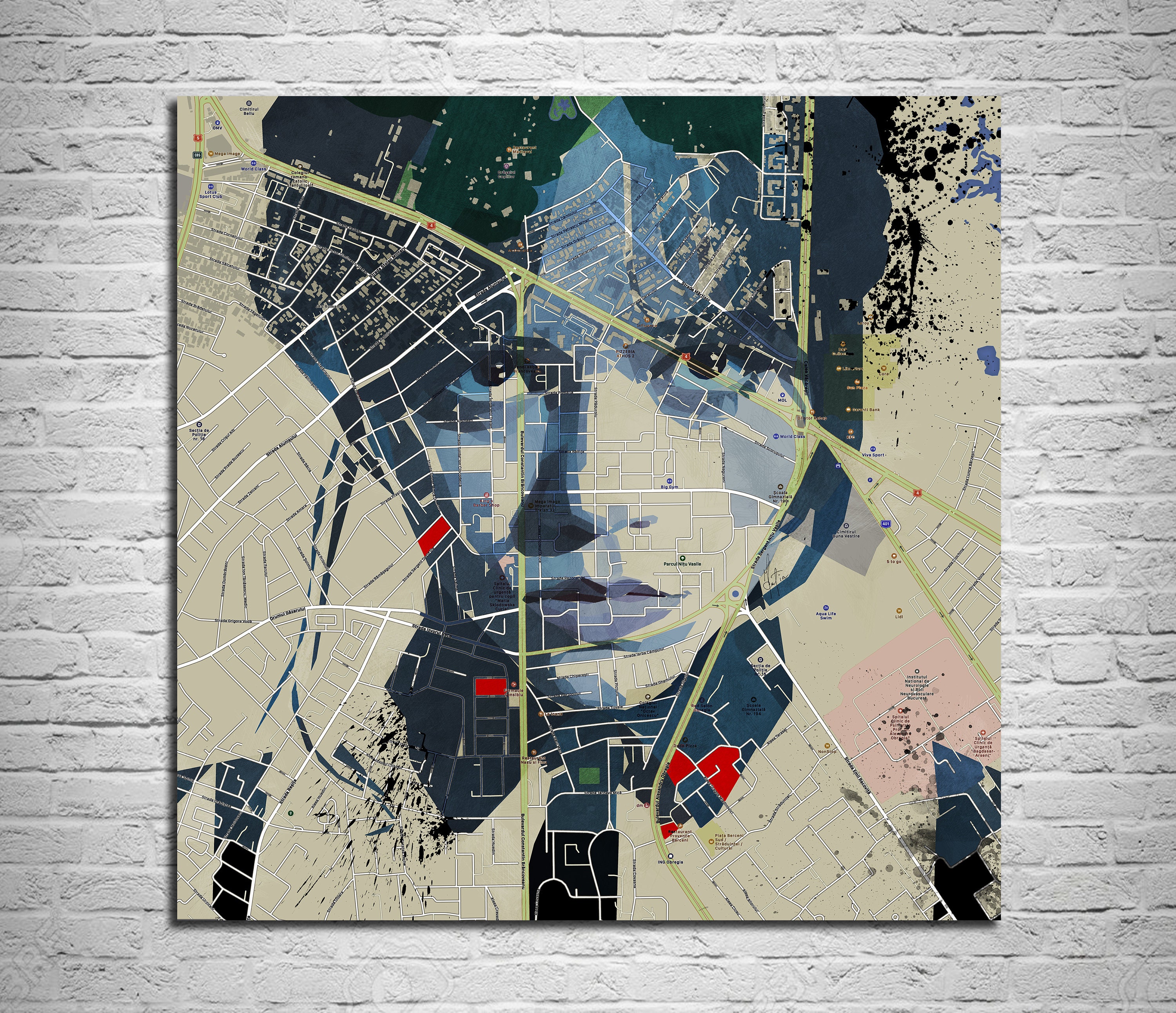 Wall Art Wednesday Adams Character, Map Drawing Wall Art, Contemporary Wall Decor Mov-We01 -Home Decor