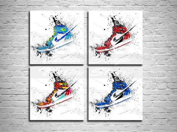 CANVAS PRINT Basketbalschoenen Art Print Air Jordans Kleur - Etsy Nederland