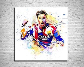 CANVAS PRINT Soccer Gift, Soccer Poster, Lionel Messi Poster, Boys Teen Room Decor, Man Cave Wall Art, Soccer Player Sports Fan Art SOC-LM01