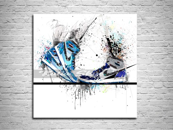 CANVAS PRINT Blauw Nike Air Jordans Kiss My Airs Schoenen | Etsy