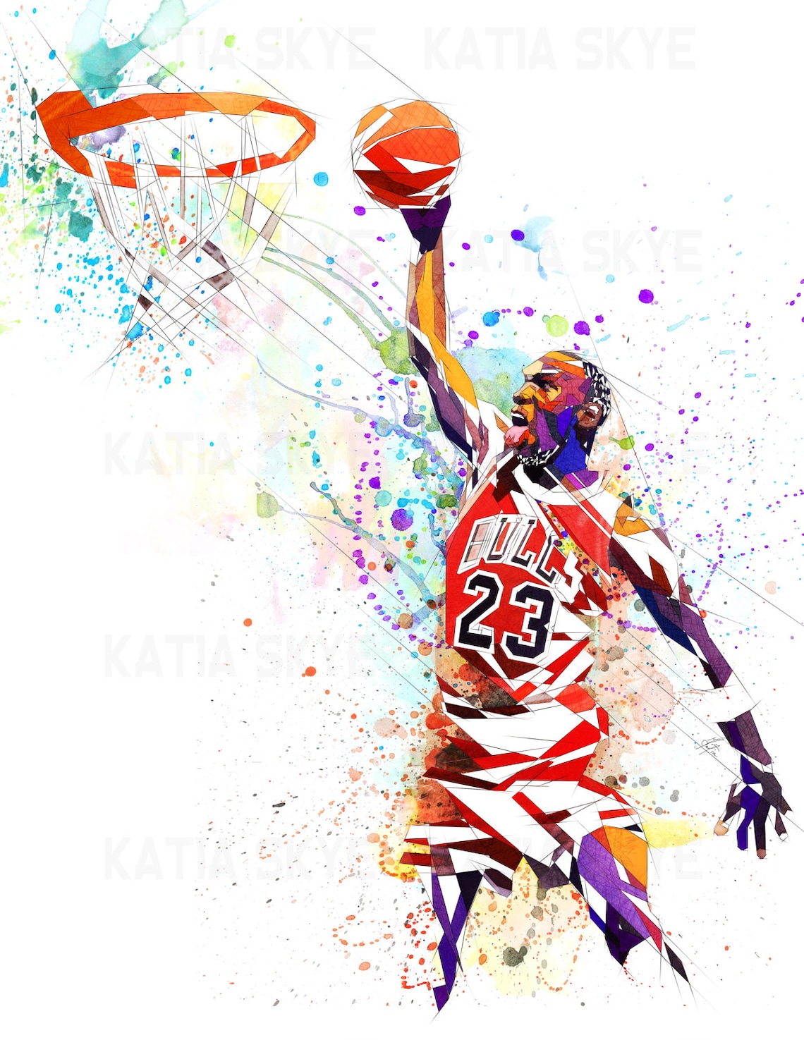 CANVAS PRINT Michael Jordan Dunk Basketball Art Print Man Etsy