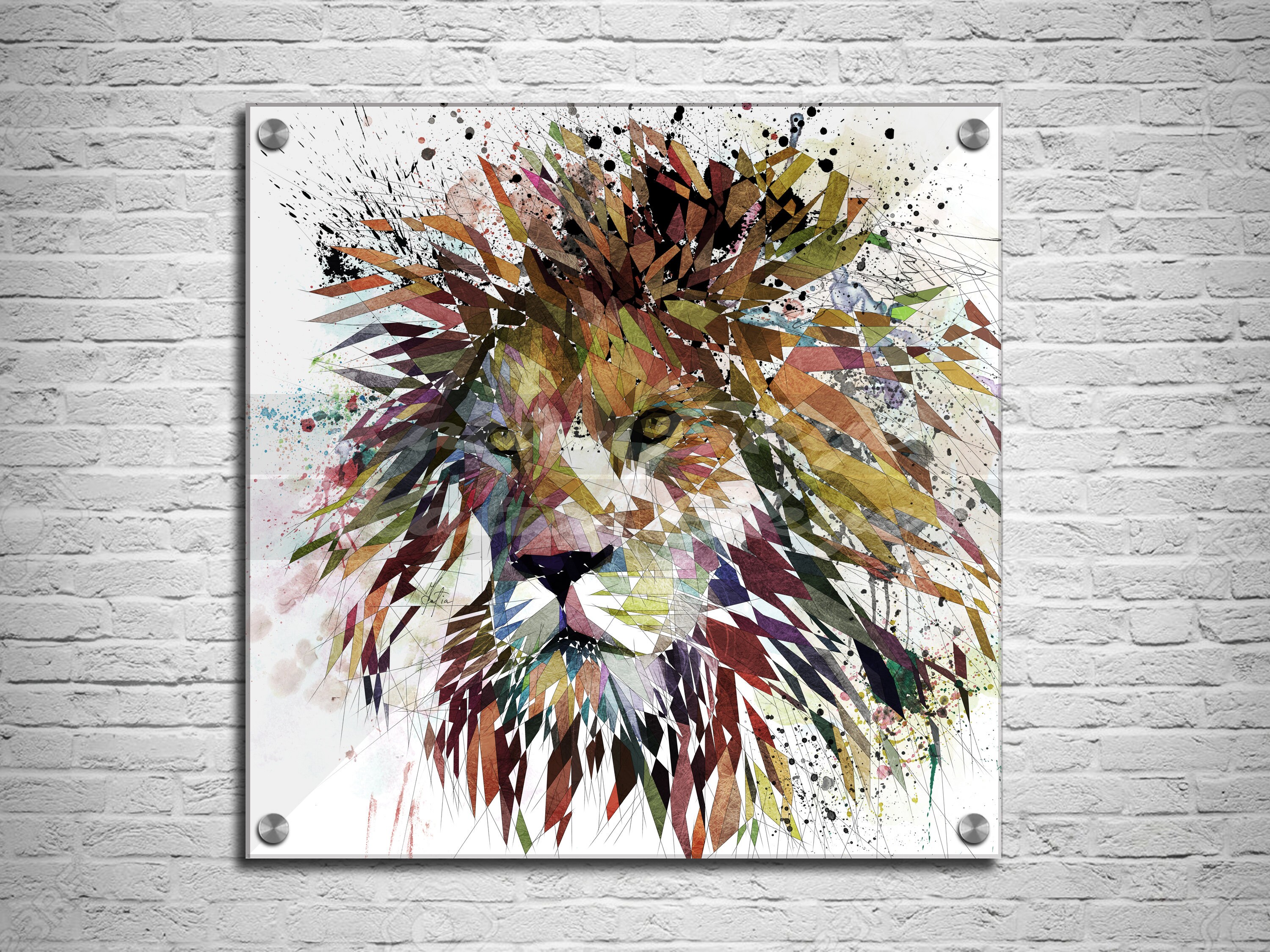 Acrylic Print Lion Colorful Wall Art, Animal Wall Art, Kids Room Wall Art, Home Office Wall Art, Man Cave, Kids Room Decor Zoo-El02