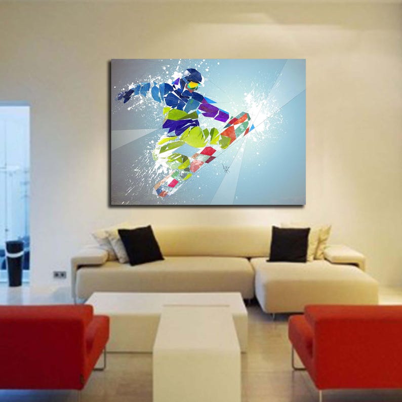 CANVAS PRINT Snowboarding Abstract Art Sports Illustration - Etsy