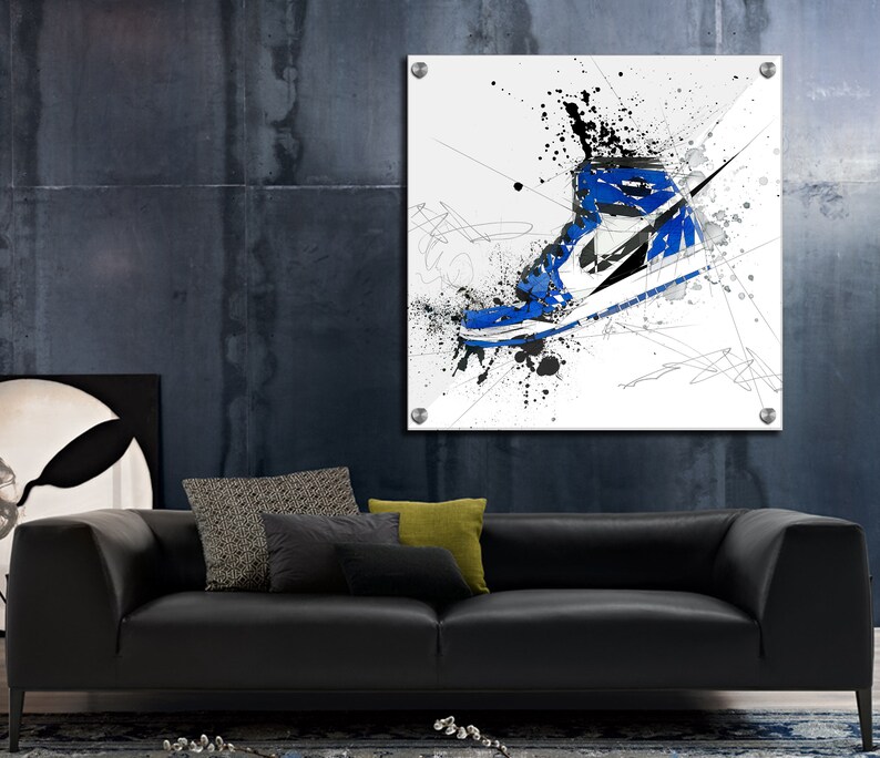 ACRYLIC PRINT Blue Air Jordans Sneakers Wall Art Basketball Etsy