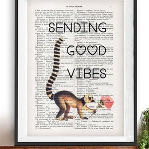 Enviando buenas vibras, Lemar Rose, Impresión tipográfica, Póster de diseño lindo y positivo, Decoración vintage para el hogar, Arte, Papel vintage, Regalo de Navidad con amor