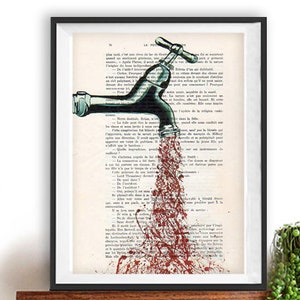 Pollock tap, jackson pollock watertap, pollock art, vintage paper, giraffe poster, africa, jungle, giraffe illustration