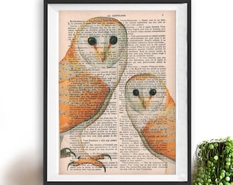 Owl Print, Owl Artwork, clever owls, Owl poster,Bird print, vintage owls, Steampunk, Gift for Men, Office Art, Wall Art Prints, Wall Decor