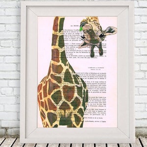 Giraffe hello little | upside down giraffe | Giraffe Art | Giraffe Animal nursery decor | Nursery wall art | Nursery safari prints