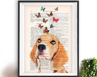 Beagle butterflies, beagle print,art,deviant art,pop art,art attack,art deco,wall art,artist, banksy art, fine art, america modern art