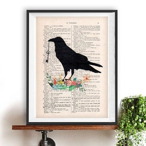 Bird with key, deviant art, pop art, art attack, art deco, wall art,abstract art,artist,banksy art,modern art,free shipping,key, black bird