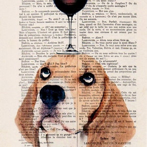 Beagle Print, beagle artwork, French design, black and white, beagle poster Art Print on recycled french book page image 2