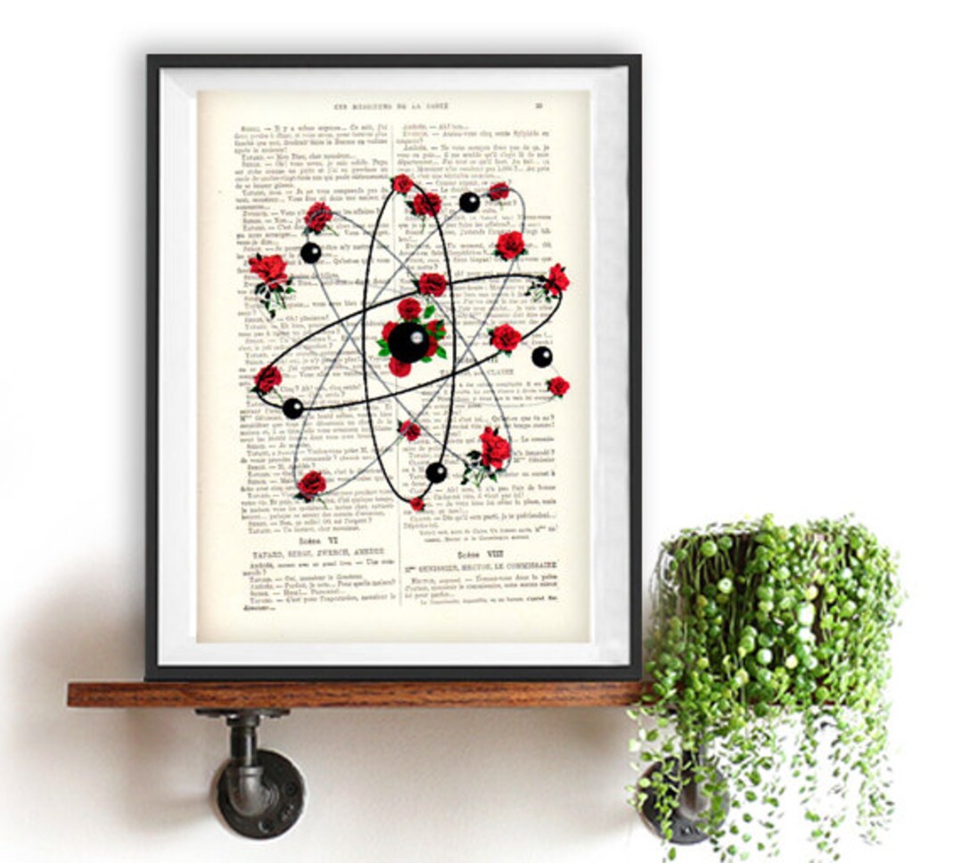 Atom Art Print,cimestry, Laboratory, Vintage Science, Flower Print ...