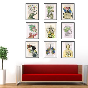 Art Print Flowery Brain collage Printed on Vintage Dictionary Book page. Wall decor art, Anatomy decor, Flower print art image 3