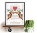 Moose in Love, art print on real french vintage paper from around 1900, christmas and valentines gift 