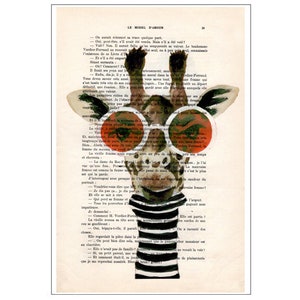 Giraffe with sunglasses, Giraffe Art | Giraffe Animal nursery decor | Nursery wall art | Nursery safari prints