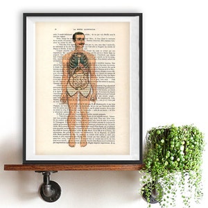 Retro Anatomy Man Print Body Illustration Dictionary Page Vintage Drawing Doctor gift Illustration science Art Print Wall Art Wall Decor