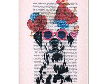 Dalmatian flowers, dalma art, love dalmatians, love, love art, valentines, illustration by Coco de Paris