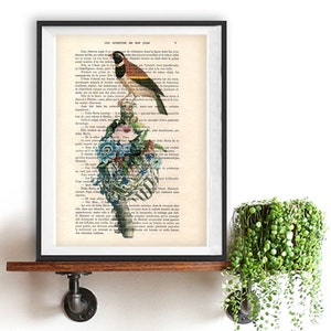 Anatomy Rib Cage Print Flower Bird Art Illustration Dictionary Page Vintage Drawing 1900 Doctor gift Illustration science wall art print