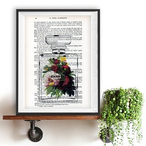 Perfume bottle flower print,dictionary art print,wall art,wall decor,art print, gift for her,wall hangining,perfume art