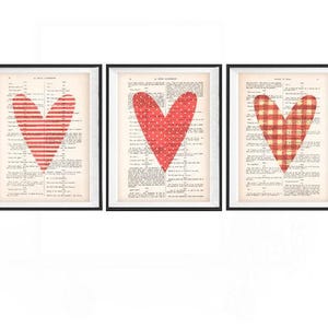 Heart prints, set of 3 Love Prints, Valentines Print, Love print, love artwork, art of love gift for her, hearts, anatomy love