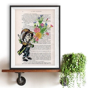 Alice in Wonderland Print Alice in Wonderland Decoration Decor Flower Mad Hatter 1900 pages vintage poster Christmas collectible nursery art